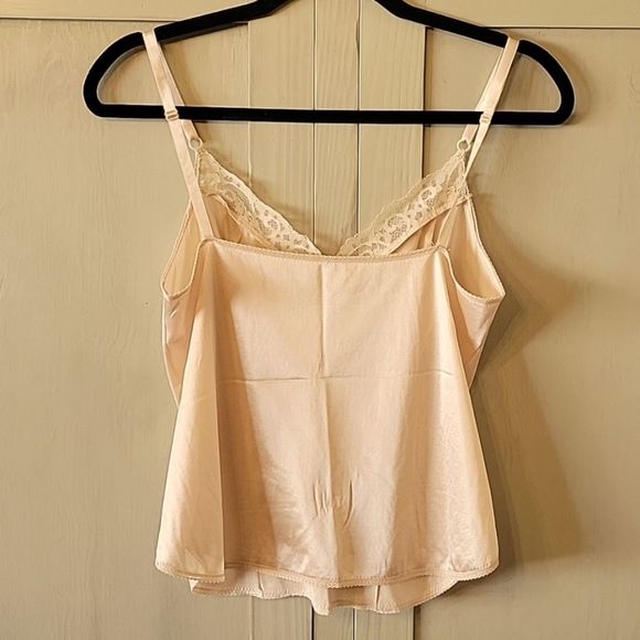 Vtg Maidenform Sweet Nothings Nylon Camisole Lingerie V-Neck Lace Size 36 Peach - Picture 2 of 7